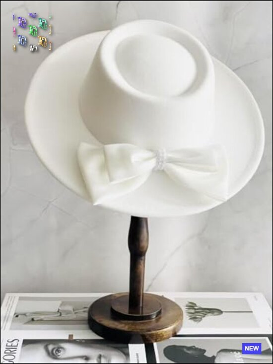 Vintage Wide Brim Fedora Hat Handmade Felt Panama Rancher Wedding Church Party